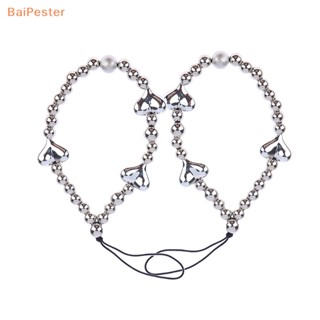 [BaiPester] 1 ชิ้น สีเงิน หัวใจ โทรศัพท์ Ch พลาสติก รัก ลูกปัด เชือก สําหรับโทรศัพท์ ผู้หญิง ผู้ชาย โทรศัพท์มือถือ สั้น สายคล้อง พวงกุญแจ