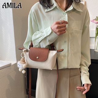 Amila Longchamp กระเป๋าถือ กระเป๋าสะพายไหล่ ทรงเกี๊ยว เป็นมิตรกับสิ่งแวดล้อม แฟชั่นยอดนิยม สไตล์ฝรั่งเศส