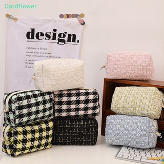 &lt;Cardflower&gt; กระเป๋าดินสอ เครื่องสําอาง ผ้าแคนวาส ลายสก๊อต สีดํา สําหรับเด็กผู้หญิง ลดราคา