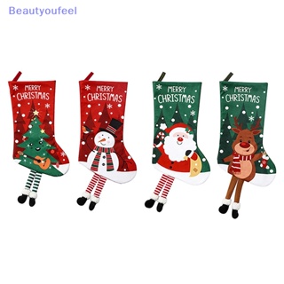 [Beautyoufeel] ถุงเท้าซานต้า ความจุขนาดใหญ่ สําหรับแขวนตกแต่งต้นคริสต์มาส ปีใหม่ 2023