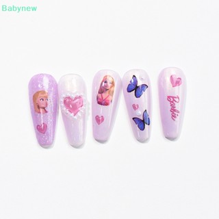 &lt;Babynew&gt; สติกเกอร์ ลายการ์ตูนบาร์บี้ 3D ไล่โทนสีชมพู สําหรับตกแต่งเล็บ Diy