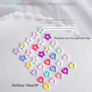 &lt;Cardflower&gt; อุปกรณ์ตกแต่งเล็บเรซิ่น เนื้อแมตต์ ฉลุลายดาว และหัวใจ คละสี สําหรับตกแต่งเล็บ 100 ชิ้น ต่อถุง