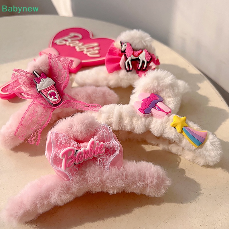 lt-babynew-gt-กิ๊บติดผม-แบบหนา-ประดับโบว์-รูปตุ๊กตาบาร์บี้-ฉลามดาว-สีชมพู-และสีขาว-แฟชั่นฤดูใบไม้ร่วง-และฤดูหนาว-ลดราคา