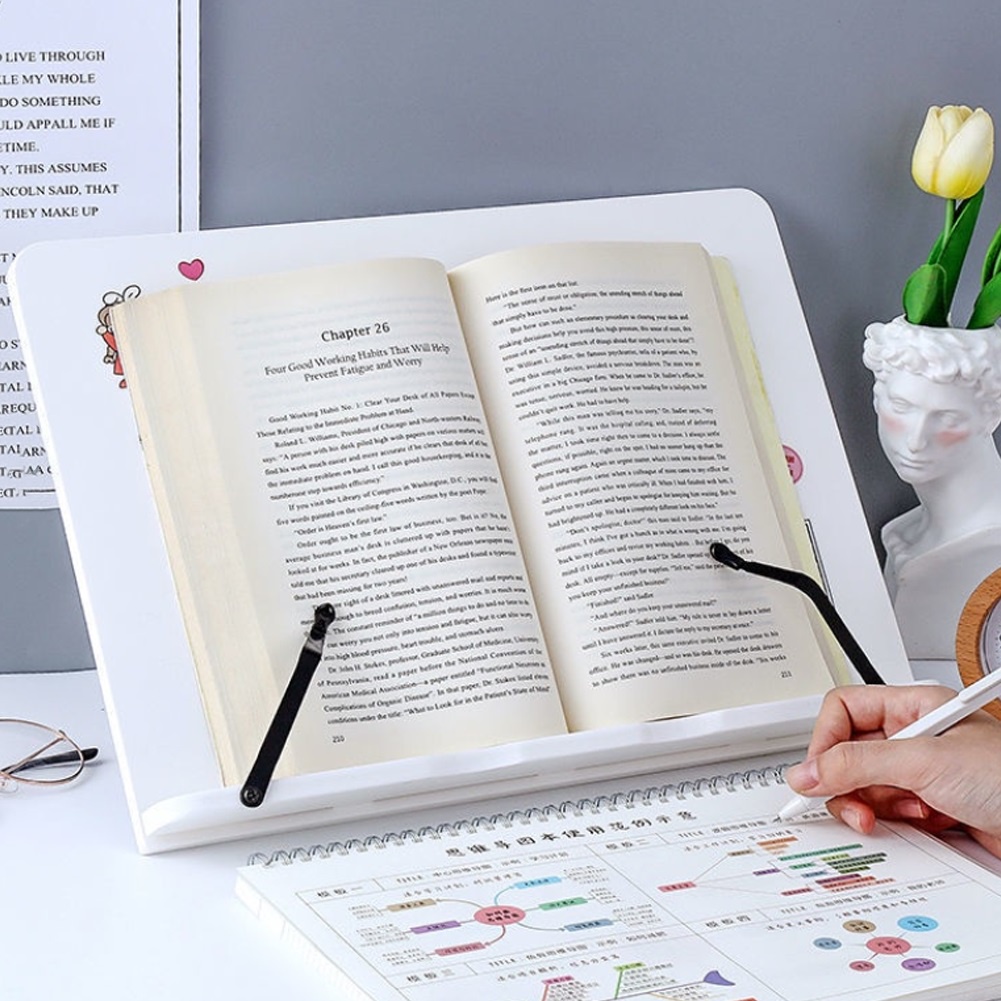 โต๊ะวางหนังสือแบบพกพา-5-มุมปรับอ่านผู้ถือไม้-ที่วางหนังสือสีขาว-book-stand