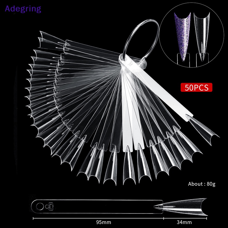 adegring-เล็บปลอม-ทรงพัด-แบบใส-สําหรับฝึกทําเล็บ-50-ชิ้น