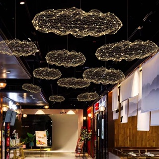 โคมไฟระย้า รูปก้อนเมฆ สไตล์โมเดิร์น มินิมอล สําหรับตกแต่งคาเฟ่ ห้างสรรพสินค้า