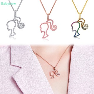 &lt;Babynew&gt; เครื่องประดับ สร้อยคอโซ่ จี้การ์ตูนบาร์บี้ ประดับเพทาย สีโรสโกลด์ เหมาะกับของขวัญ สําหรับเด็กผู้หญิง