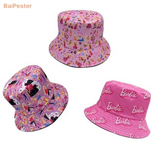 [BaiPester] หมวกบักเก็ตลําลอง พิมพ์ลายตัวอักษร สีมาการอง สีชมพู เหมาะกับเดินชายหาด แฟชั่นฤดูร้อน สําหรับเด็กผู้หญิง