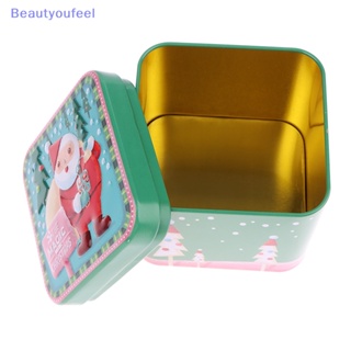 [Beautyoufeel] กล่องเก็บขนม บิสกิต โลหะ ทรงสี่เหลี่ยม สําหรับตกแต่งคริสต์มาส