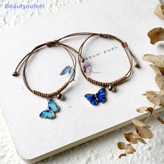 [Beautyoufeel] สร้อยข้อมือ เชือกถัก จี้ผีเสื้อ โลหะผสม หลากสี สามารถปรับได้ เหมาะกับฤดูร้อน ปาร์ตี้วันเกิด สําหรับผู้หญิง เด็กผู้หญิง