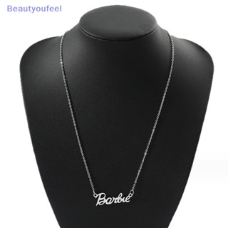 [Beautyoufeel] สร้อยคอแฟชั่น เหล็กไทเทเนียม ลายโลโก้บาร์บี้ สไตล์ตะวันตก สําหรับผู้หญิง