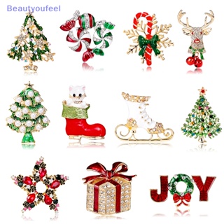 [Beautyoufeel] เข็มกลัด รูปซานตาคลอส สโนว์แมน ประดับพลอยเทียม สวยหรู ของขวัญคริสต์มาส สําหรับตกแต่ง
