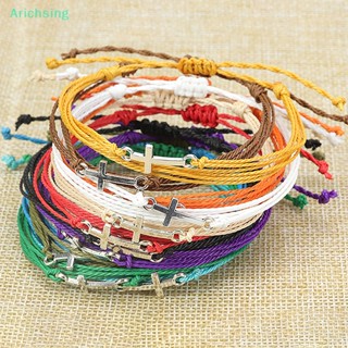 &lt;Arichsing&gt; สร้อยข้อมือ เชือกถัก สเตนเลส จี้ไม้กางเขนพระเยซู แฮนด์เมด ปรับได้ เครื่องประดับ สําหรับผู้หญิง ผู้ชาย ลดราคา