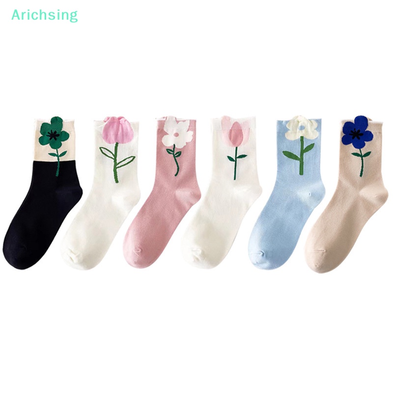 lt-arichsing-gt-ถุงเท้าผู้หญิง-1-คู่-การ์ตูนดอกไม้-สีลูกกวาด-ฮาราจูกุ-ระบายอากาศ-สไตล์เกาหลี-ญี่ปุ่น-สะดวกสบาย-ใหม่-ลดราคา
