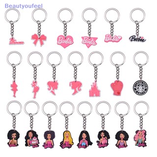 [Beautyoufeel] พวงกุญแจ PVC แบบนิ่ม ลายการ์ตูนอนิเมะบาร์บี้ สีชมพู สําหรับห้อยกระเป๋าเป้สะพายหลัง