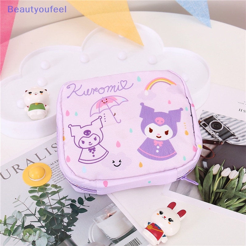 sanrio-beautyoufeel-กระเป๋าสตางค์-กระเป๋าใส่เหรียญ-มีซิป-ขนาดเล็ก-แบบพกพา-ลาย-hello-kitty-kuromi-สําหรับเด็กผู้หญิง