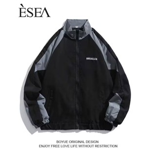 Esea เสื้อโค้ทแฟชั่นใหม่ สีตัดกัน สไตล์สปอร์ต เรียบง่าย แฟชั่นฤดูใบไม้ผลิ และฤดูใบไม้ร่วง สําหรับผู้ชาย คู่รัก