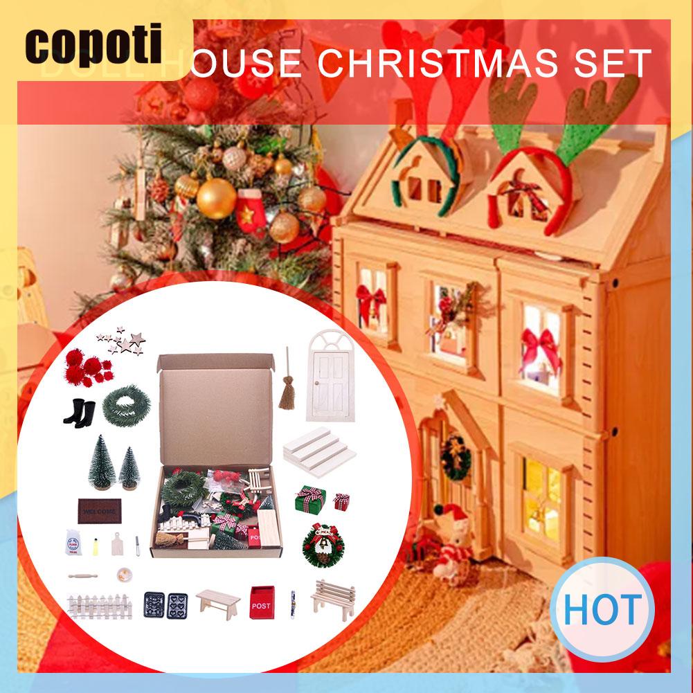 copoti-ชุดบ้านตุ๊กตาไม้-รูปโนมคริสต์มาส-สําหรับตกแต่งบ้าน-27-ชิ้น