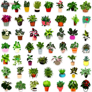 [Asegreen] สติกเกอร์ ลายการ์ตูนกราฟฟิติพืชน่ารัก สีเขียว สําหรับตกแต่งสมุดไดอารี่ แล็ปท็อป กระเป๋าเดินทาง 50 ชิ้น