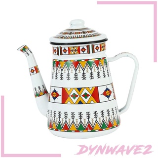 [Dynwave2] หม้อต้มน้ําร้อน กาแฟ แบบเคลือบ ลายดอกไม้ พร้อมที่จับ สําหรับห้องครัว ร้านอาหาร