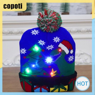 Copoti หมวกซานต้าถัก ประดับกลิตเตอร์ ลายการ์ตูน ของขวัญปีใหม่ สําหรับบ้าน