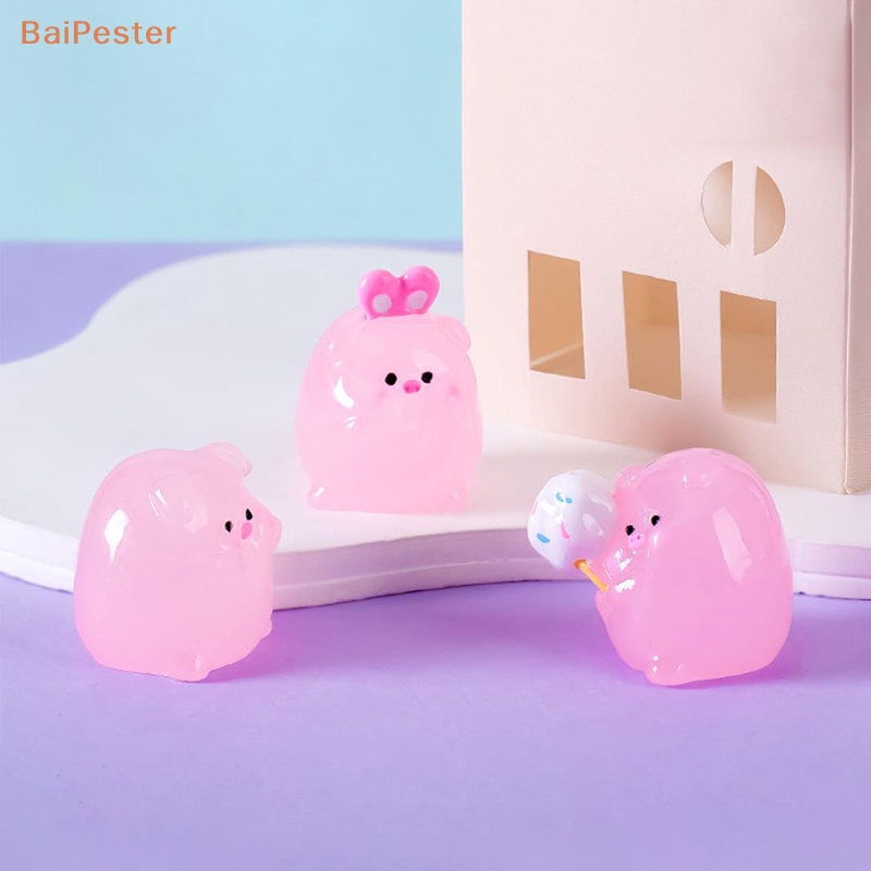 baipester-ลูกหมูเรซิ่นเรืองแสง-ขนาดเล็ก-สําหรับตกแต่งรถยนต์-แดชบอร์ดบ้าน-2-ชิ้น