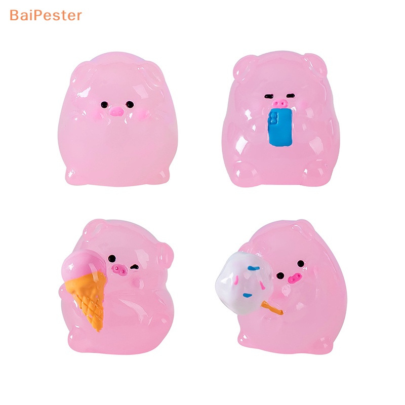 baipester-ลูกหมูเรซิ่นเรืองแสง-ขนาดเล็ก-สําหรับตกแต่งรถยนต์-แดชบอร์ดบ้าน-2-ชิ้น