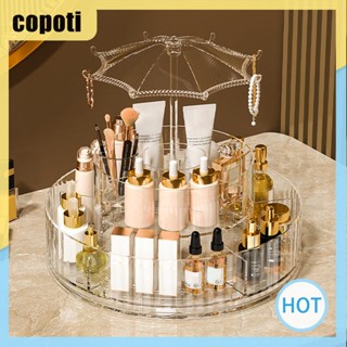 Copoti ชั้นวางเครื่องสําอางอะคริลิค หมุนได้ 360 องศา 2 ชั้น สําหรับบ้าน