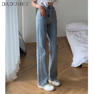 DaDuHey🎈 Womens American Style Retro High Waist Slimming Jeans Straight Plus Size Washed Jeans