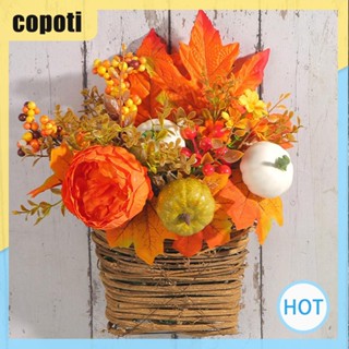 Copoti พวงหรีดตะกร้าดอกไม้ ใบเมเปิ้ล สําหรับแขวนตกแต่งประตู วันขอบคุณพระเจ้า บ้าน