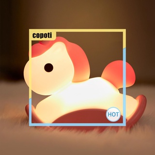 Copoti โคมไฟตั้งโต๊ะ ซิลิโคน รูปม้าโพนี่น่ารัก หรี่แสงได้ 2 โหมด สีรุ้ง สําหรับบ้าน