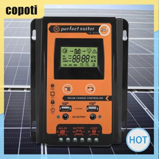 Copoti แผงควบคุมการเก็บประจุพลังงานแสงอาทิตย์ 30A 50A 70A 12V 24V PWM Dual USB สําหรับบ้าน