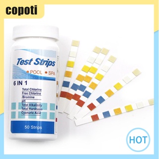 Copoti 6-in-1 แถบทดสอบค่า pH 50 แถบ ทดสอบง่าย สําหรับสระว่ายน้ํา บ้าน