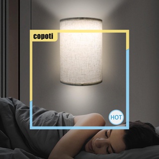 Copoti โคมไฟติดผนัง LED 2 ดวง หรี่แสงได้ จับเวลาได้ ผ้าลินิน รีโมตคอนโทรล สําหรับบ้าน