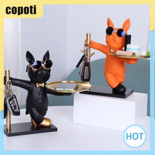 Copoti รูปปั้นเรซิ่น รูปสุนัขบูลด็อก พร้อมถาด สําหรับบ้าน ออฟฟิศ คาเฟ่