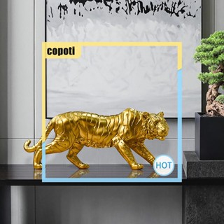 Copoti รูปปั้นเสือเรซิ่น 3D สีทอง สําหรับตกแต่งบ้าน ห้องนั่งเล่น ตู้ทีวี