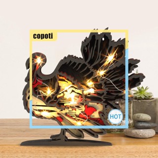 Copoti ประติมากรรมไม้ รูปสัตว์กลวง 3D พร้อมไฟ สําหรับตกแต่งบ้าน