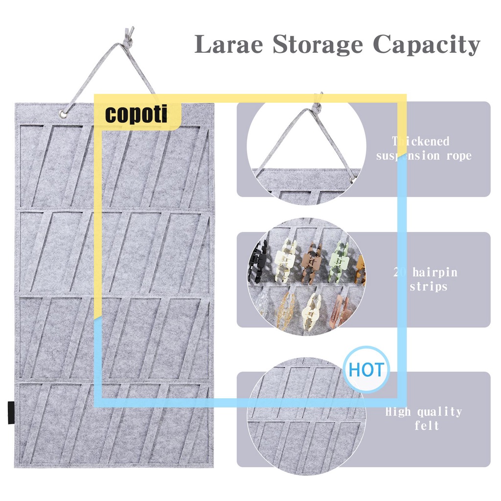 copoti-กล่องเก็บกิ๊บติดผม-ผ้าสักหลาด-แบบติดผนัง-สําหรับบ้าน