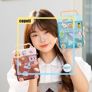 Copoti ขวดน้ําดื่ม ทรงกระเป๋าเดินทาง ลายการ์ตูน กันรั่วซึม ขนาด 450 มล. สําหรับบ้าน