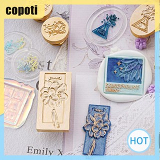 Copoti หัวแว็กซ์เคลือบ เคลือบทองแดง ลายดอกไม้ สไตล์เรโทร สําหรับทําสมุดภาพ ของขวัญ บ้าน