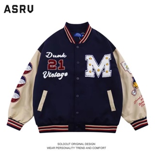 Asrv ใหม่ เสื้อแจ็กเก็ตเบสบอล ปักลาย สไตล์ฮิปฮอป เรโทร สําหรับผู้ชาย (หมด)