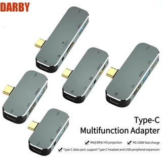 Darby อะแดปเตอร์ฮับ Type-C HDMI PD100W USB3.0 แจ็ค 3.55 มม. USB2.0 USB3.1 อเนกประสงค์ สําหรับแล็ปท็อป