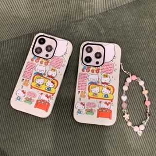 เคสโทรศัพท์มือถือแบบแข็ง กันกระแทก ลายเฮลโลคิตตี พร้อมสายคล้อง หรูหรา สําหรับ iPhone 11 14ProMax 13PROMAX 12PROMAX 2 in 1