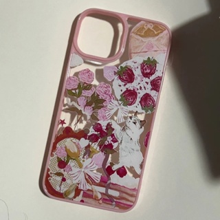 Oil Painting Flowers Cat Phone Case For Iphone 14pro 13promax Pink Edge Xs Soft 12 Niche Iphone11 7