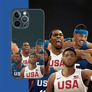 [Aimeidai] เคสโทรศัพท์มือถือ ซิลิโคน กันกระแทก พิมพ์ลาย NBA สําหรับ iPhone 14 13 12 11 Series