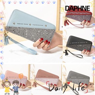 Daphne กระเป๋าคลัทช์หนัง มีซิป จุของได้เยอะ สีตัดกัน สําหรับใส่เหรียญ โทรศัพท์มือถือ