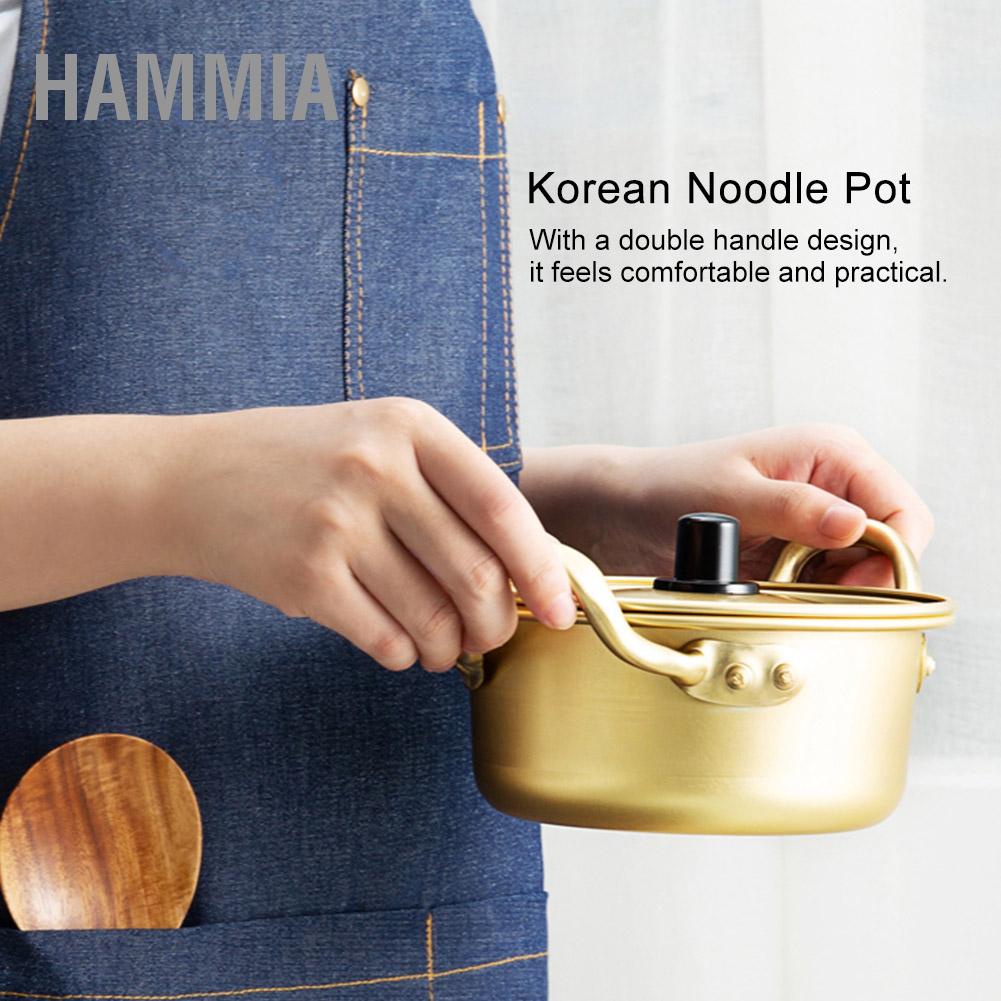 hammia-หม้อก๋วยเตี๋ยวราเมนเกาหลี-หม้อสต๊อกอลูมิเนียมสีเหลืองเกาหลี-หม้อบะหมี่กึ่งสำเร็จรูป