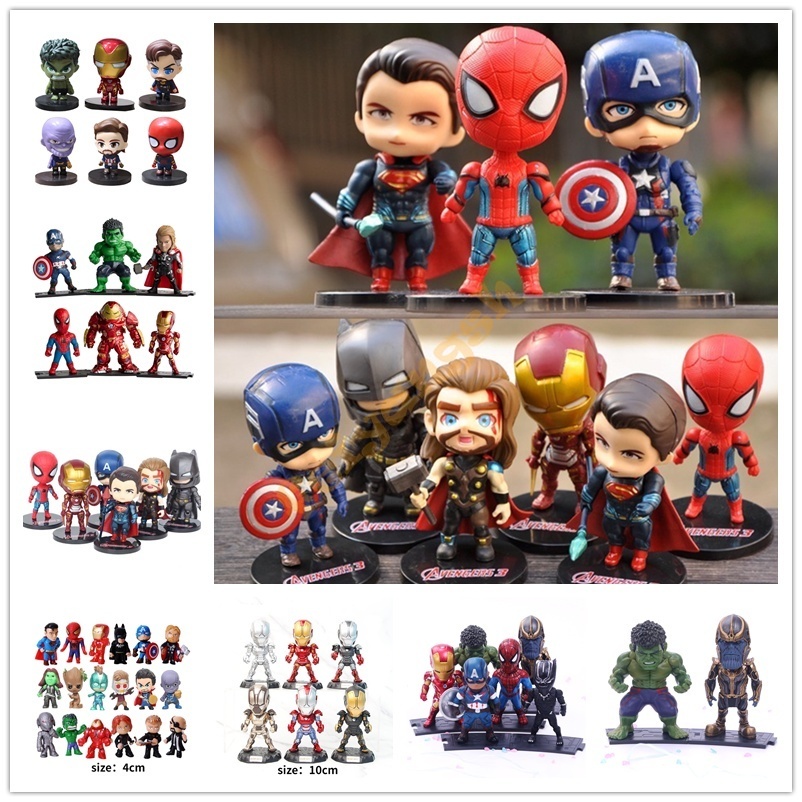 ใหม่-โมเดลฟิกเกอร์-marvel-the-avengers-iron-man-spider-man-captain-america-hulk-thor-batman-thanos-ของเล่นสําหรับเด็ก