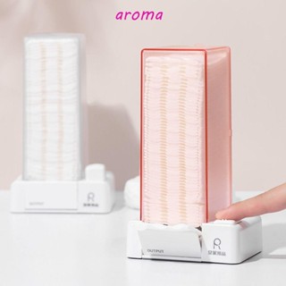 Aroma กล่องเก็บสําลีแต่งหน้า แบบพกพา กันฝุ่น พร้อมสติกเกอร์แขวน สําหรับผู้หญิง