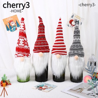 Cherry3 กระเป๋าใส่ขวดไวน์ ลายคริสต์มาส ไร้หน้า สําหรับตกแต่งบ้าน 2 ชิ้น